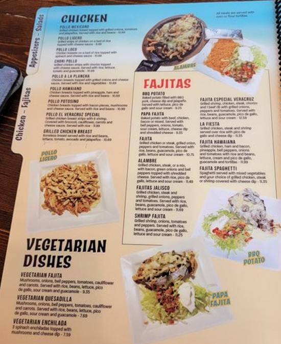 Page 4 of menu, El Veracruz Mexican Starkville, MS