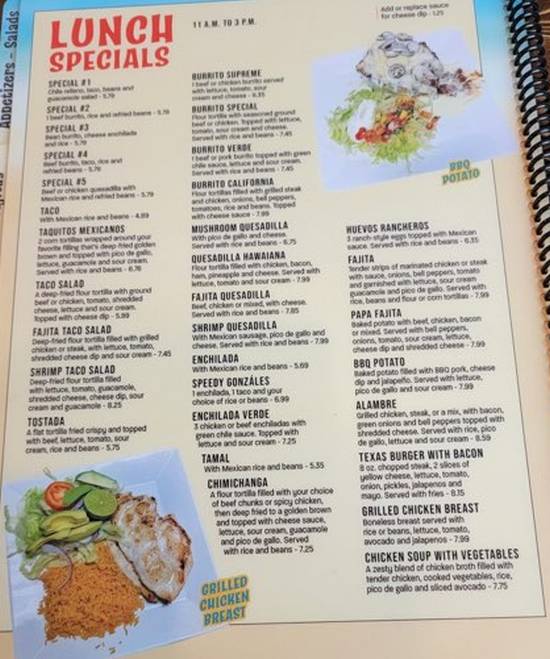 Page 6 of menu, El Veracruz Mexican Starkville, MS