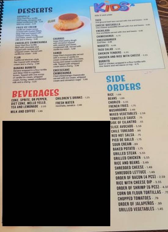 Page 7 of menu, El Veracruz Mexican Starkville, MS