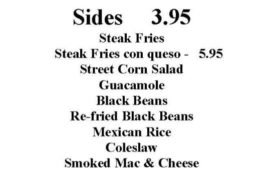 Page 2 of menu, Humble Taco Starkville, MS